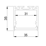 0.5 meter 19.7" LED Suspended light Channel Profile 35mm x 35mm suit 38mm led strip light